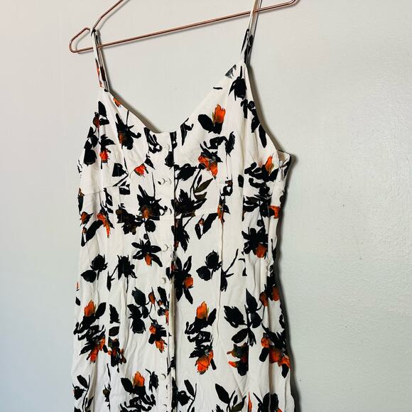 DEREK LAM White Floral Print Camisole Button Front Waist Tie Midi Dress Size 12 - Picture 4 of 16